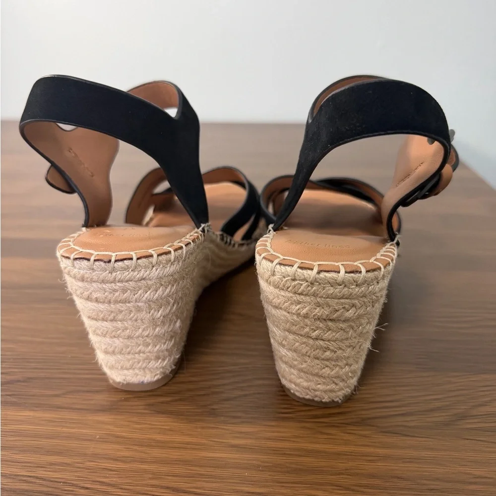Gentle‎ Souls Black Espadrille Suede Wedges Sz 8